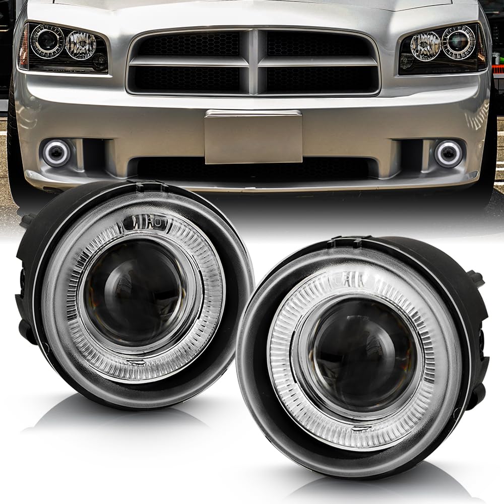 Fog & Driving Lights For Dodge Journey White Halo Angel Eye Fog Light Kit  For 2006-2010 Dodge Charger – Halogen, Front Bumper Driving Lamps Fog & Driving  Lights For Dodge Caravan