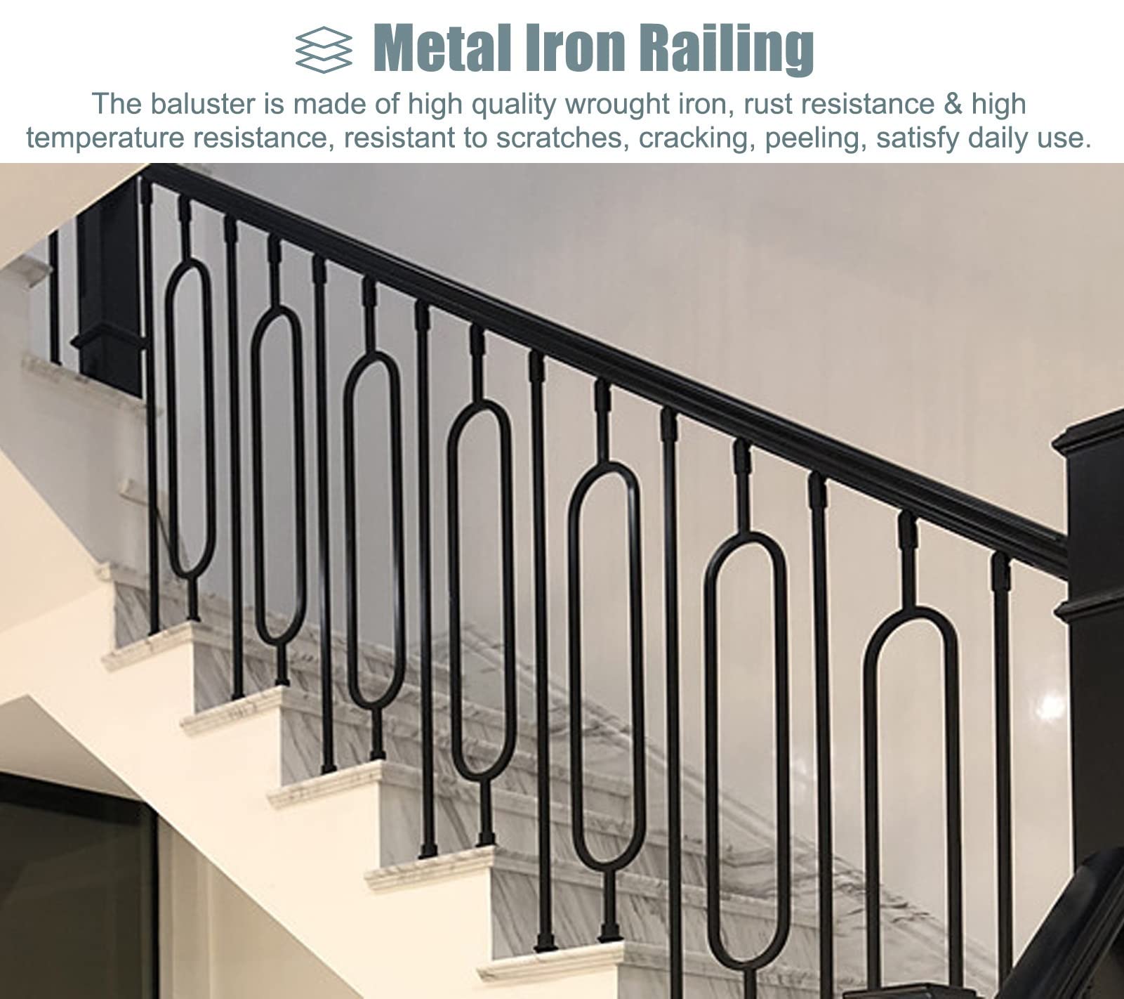 Zestaw regulowanych balustrad schodowych, 95 cm, wrzeciona do schodów wewnętrznych i pokładów z butem i łącznikiem, łatwe dopasowanie do szyny typu Shand Rail Straight (1 opakowanie)
