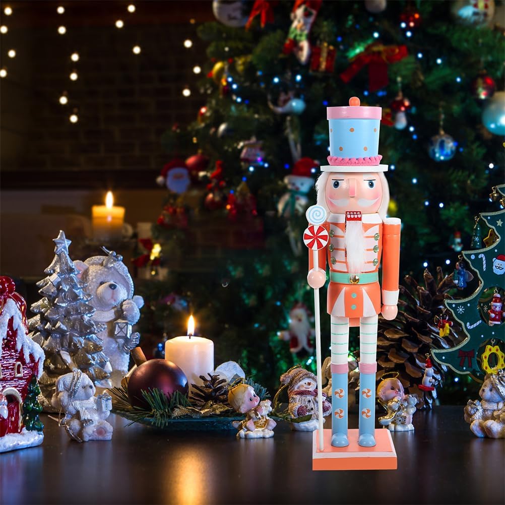Veemoon Christmas Nutcracker Figures Traditional Nutcracker Ornaments for Theme Party Christmas Tree Decoration (Orange)