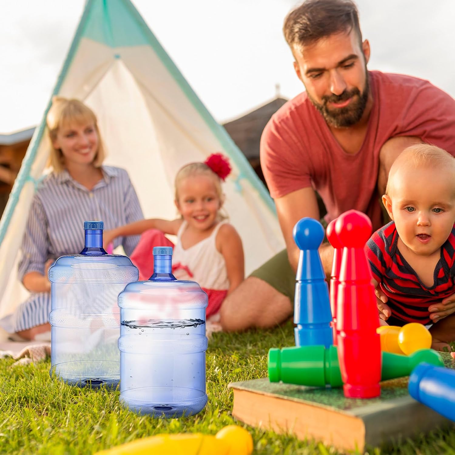 Bokon 2 Pieces gallon water jugs Round Plastic Water Bottle with Handle Screw Cap Reusable Large Capacity Bottle for Camping Outdoor Travel Gym Use - Image 6