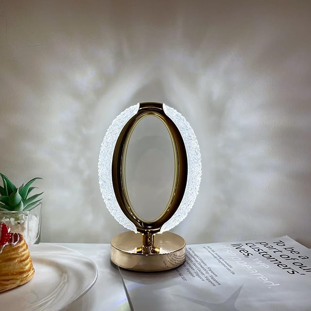 tekstap Rechargeable Crystal Lamp, Touch Control Crystal Table Lamp, 3 Color Changing Dimmable Touch Lamp, Crystal Diamond Night Lamp for Bedroom, Living Room, Dinner Christmas Decor, Gift