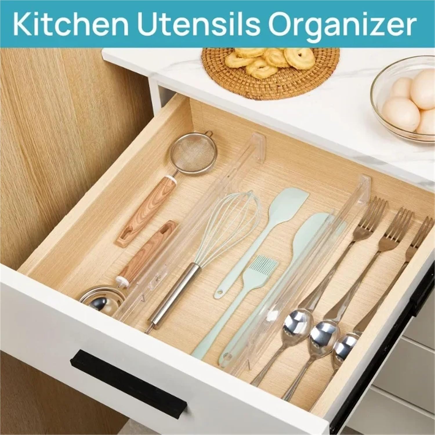 4 Pcs Transparent Divider Clear Plastic Drawer Organizers Storage Bins For Home Office For Clothes