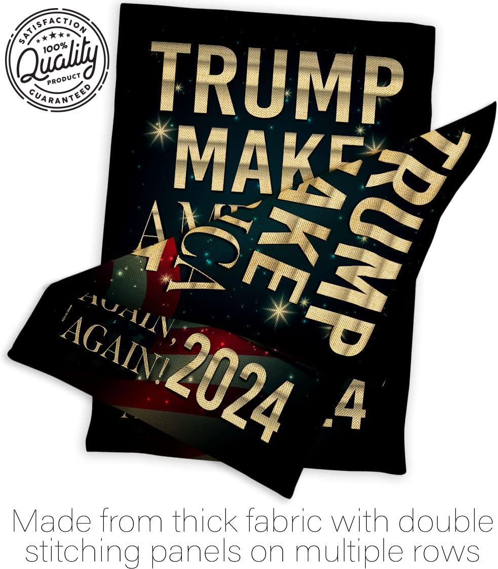 Trump Flag Make America Again 2024 Burlap Garden Flag-Patriotic Vote President Democrat Republican Tea Party United State American Election House Banner Small Yard Gift Double-Sided, Made in USA