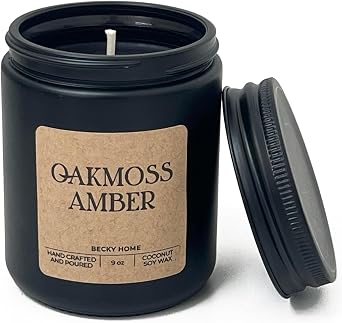 9oz Scented Candle for Men, Oakmoss Amber Scented, Men Scented Candle, Long Lasting Masculine Scents, Natural Coconut Jar Candle for Home, Bachelor Pad Decor, The Perfect Mens Gift
