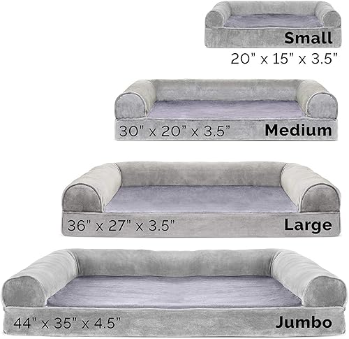 Miniatura 8 de Furhaven Cama ortopédica de espuma para perros, de pelo sintético y terciopelo, con diseño de caja de huevos, color humo gris, talla M