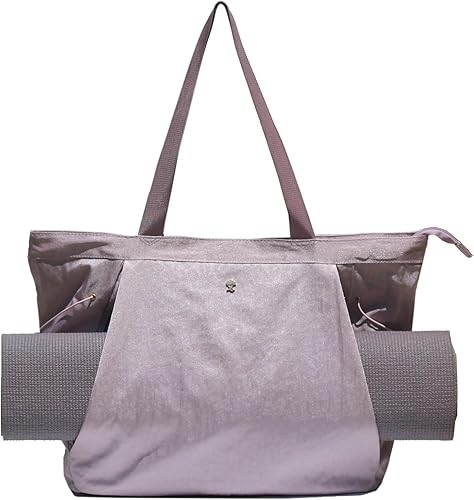 Miniatura 14 de ESVAN Bolsa de yoga para mujer, bolsas de hombro con cordón para oficina, entrenamiento, viajes, transporte, pilates, gimnasio y playa Púrpura