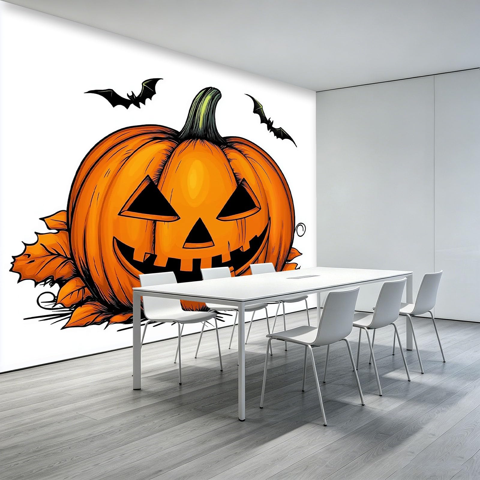 Niestandardowa fototapeta 3D, 250 x 175 cm, Halloween, dynie, mural, gruba włóknina, biała tapeta do salonu, tło telewizyjne