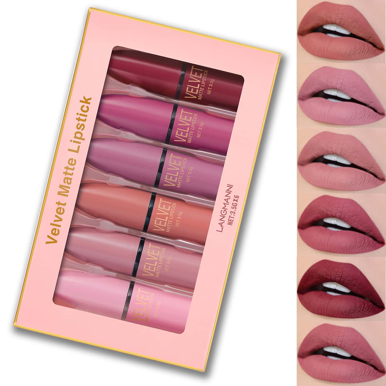 6 Colors Matte Lipstick Sets For Women Long Lasting Nude Lipstick Set Dark Red Lipstick Velvet Smooth Brown Lip Stick Kit Lipstick Gift Set,Make Up Gifts For Women