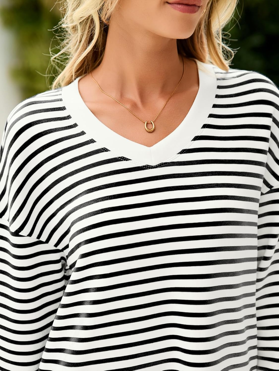 Glamaker Women's Long Sleeve V Neck Sweatshirt Air Essentials Soft Loose Pullover Sweatshirts - Image 4