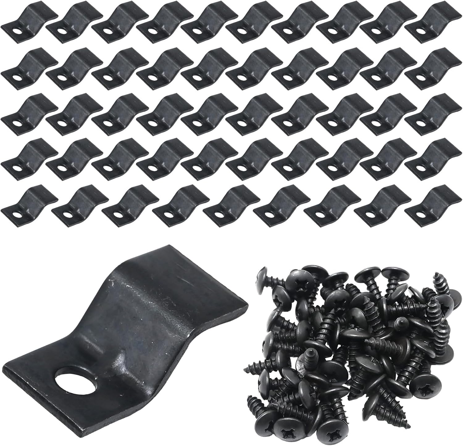 Table Top Fasteners with Screws, Black ZShaped Plate Holders for Table Tops (50Pcs