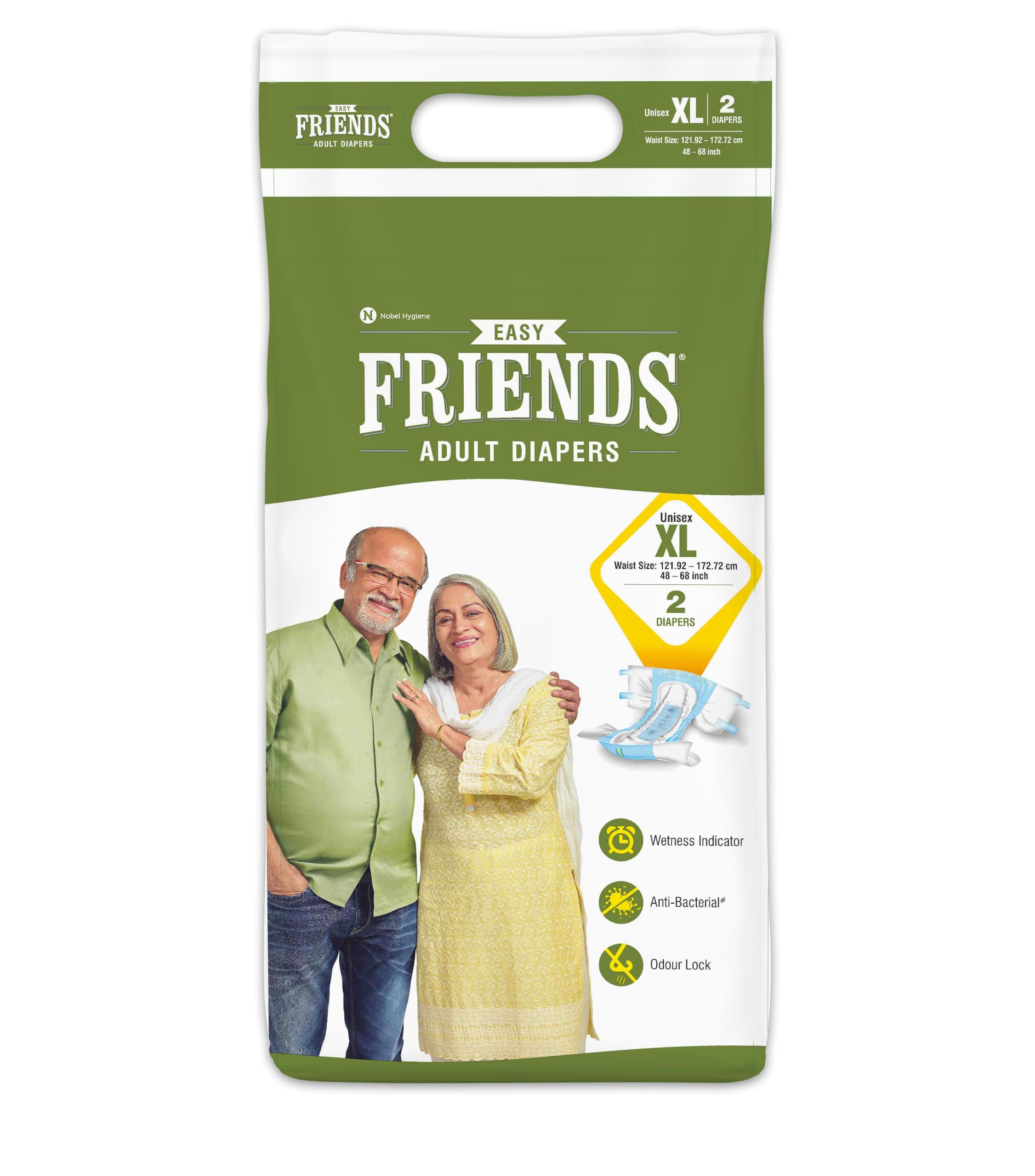 Friends Easy Adult Diapers Tape Style - (Extra Large) with odour lock and Anti-Bacterial Absorbent Core- Waist Size 29.53-62.99 Inch ; 75-160 Cm (B0CPYHNCX3) Amazon Price History, Amazon Price Tracker