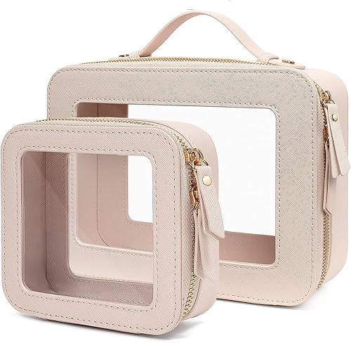 FFpaw Trousse de maquillage transparente, approuvée par la TSA, trousse de toile