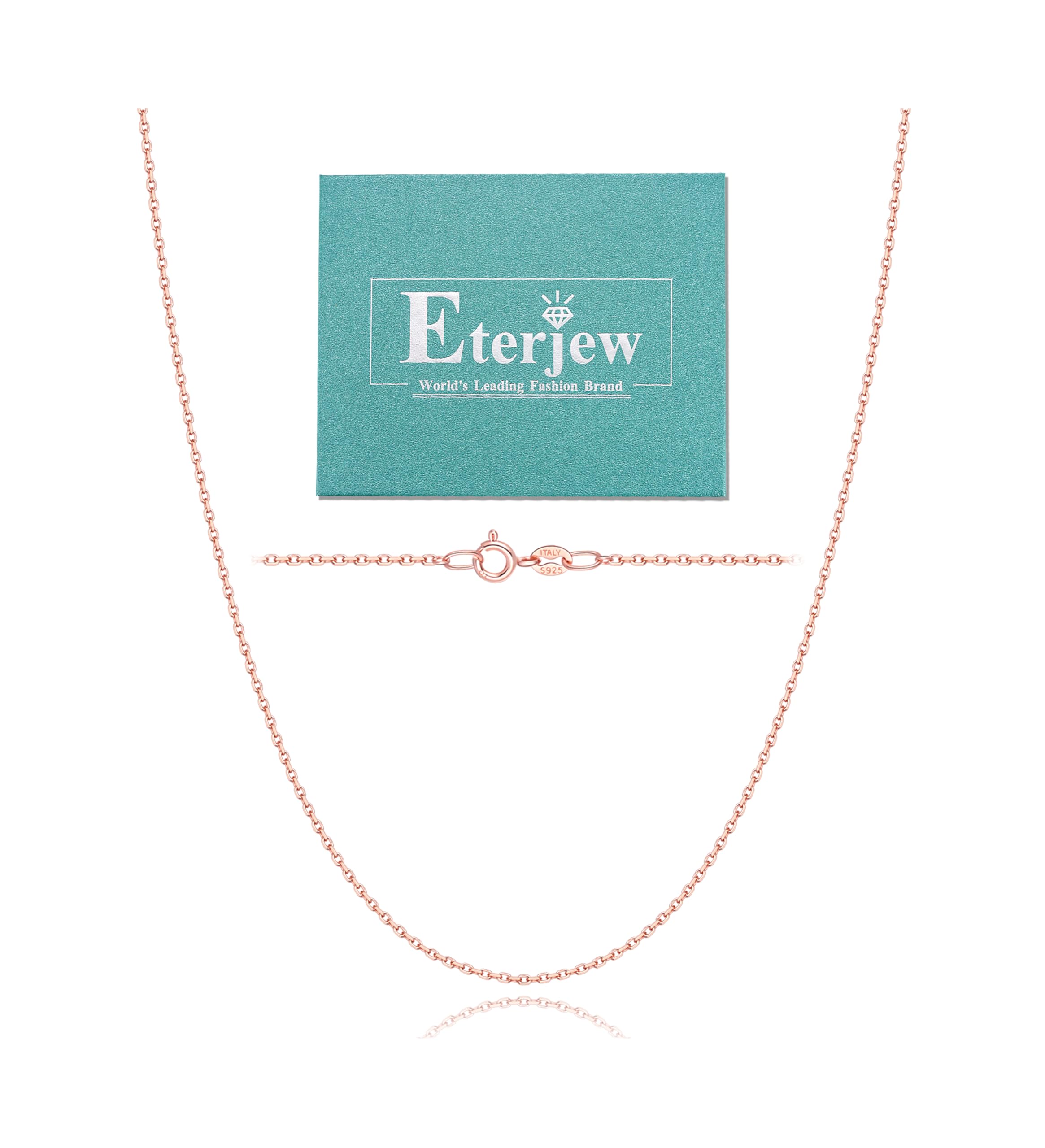 EterjewItalian 1.1mm Real 18K Gold Over 925 Sterling Silver Chain Necklace for Women, Women's Cable Chain Necklace for Women, Shiny & Sturdy & Not Easy to Fade & Comfortable 14 16 18 20 22 24 Inch