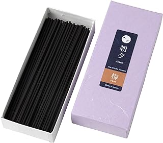 Asayu Japan Low Smoke Plum Incense Sticks Scent (40gr), Japanese White Plum Blossom Incense for Morning Energy, Yoga, Meditation. Smokeless Incense with Less Irritation and Non-Toxic
