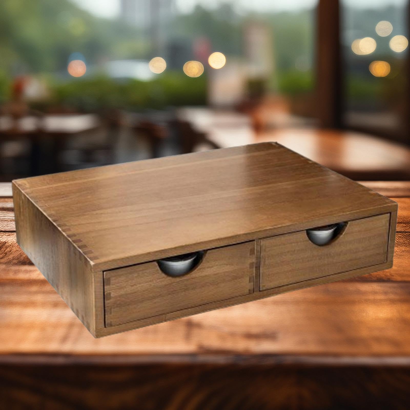 Qianly Porta Cialde di Caffè in Legno, Scatola Porta Cialde di Caffè, Organizer Multifunzionale per Bustine di Tè con Cassetto per Ufficio, Casa