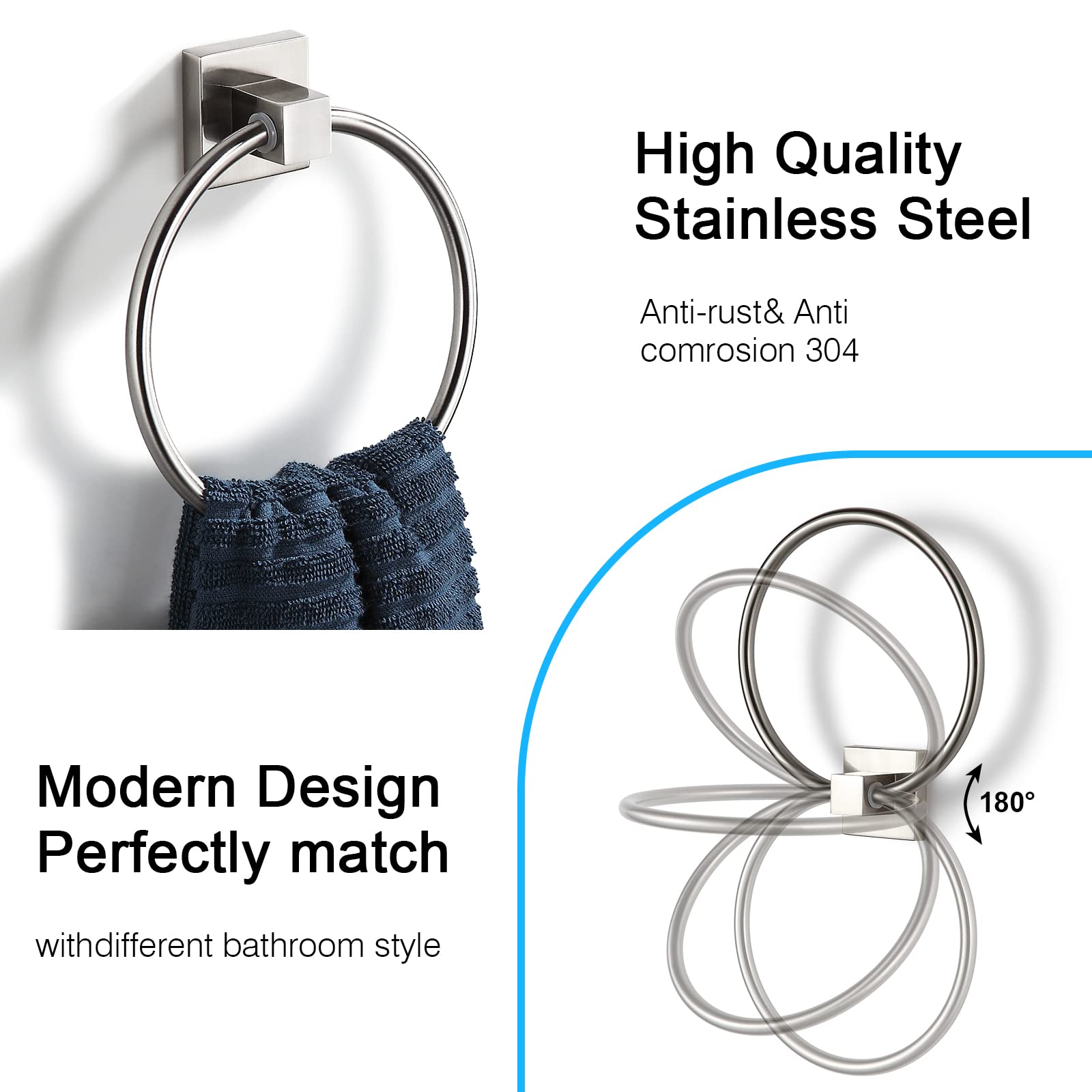 BVL Towel Ring Brushed Nickel - Image 2