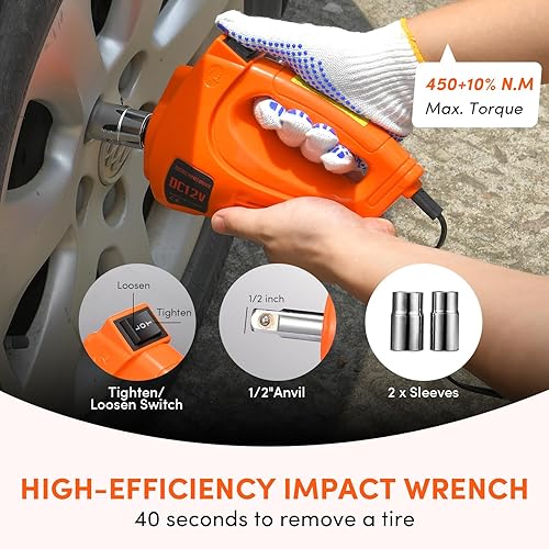 Miniatura 6 de Gato hidráulico de coche eléctrico TYAYT de 5 toneladas con pantalla táctil más llave de impacto para SUV, sedanes, 12 V, gato eléctrico de piso de