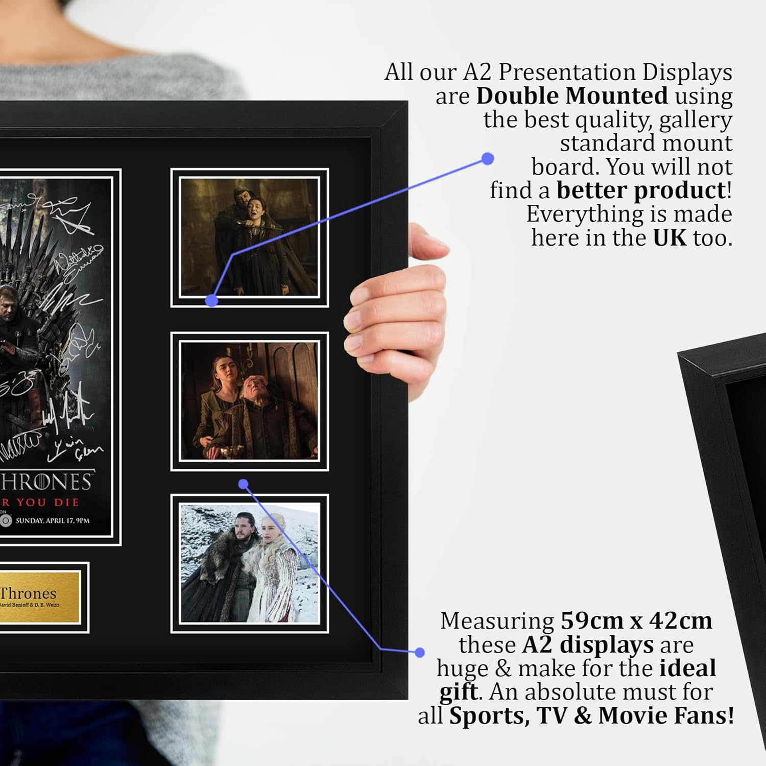 HWC Trading Game of Thrones Gifts Printed Signed Autograph Picture for TV Memorabilia Fans - A2 Framed