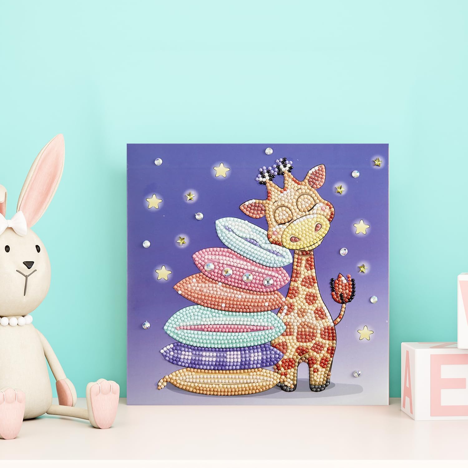 DIAMOND DOTZ Giraffe Pillow Dotz Box Animal Diamond Painting Kits for Adults - Diamond Art Kits a Relaxing Creative Craft Kit with Dotz Gems 8.7"x8.7"