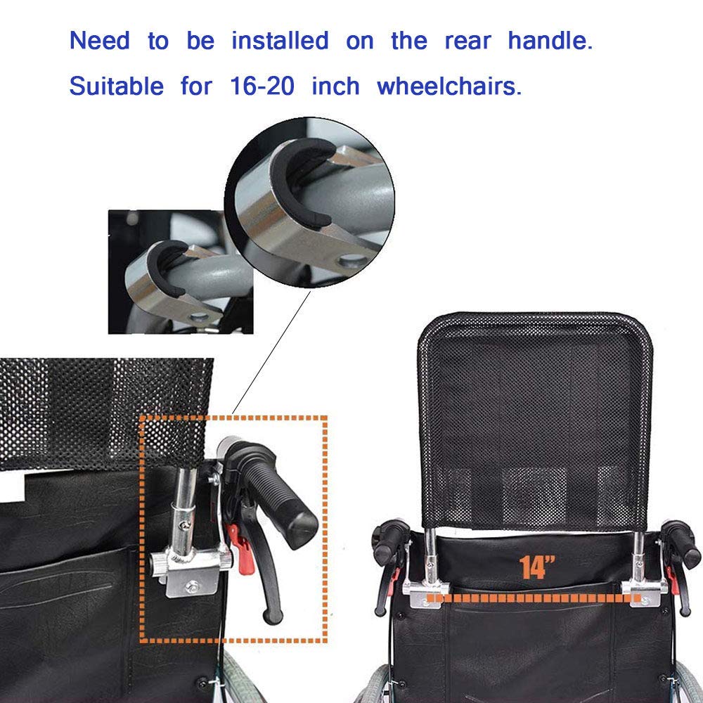 Reposacabezas Silla de Ruedas de Ruedas Soporte para el Cuello Acolchado para la Cabeza Altura y áNgulo Ajustables para Adultos de 16-20 "Accesorios de Silla de Ruedas de Viaje Universal （Negro