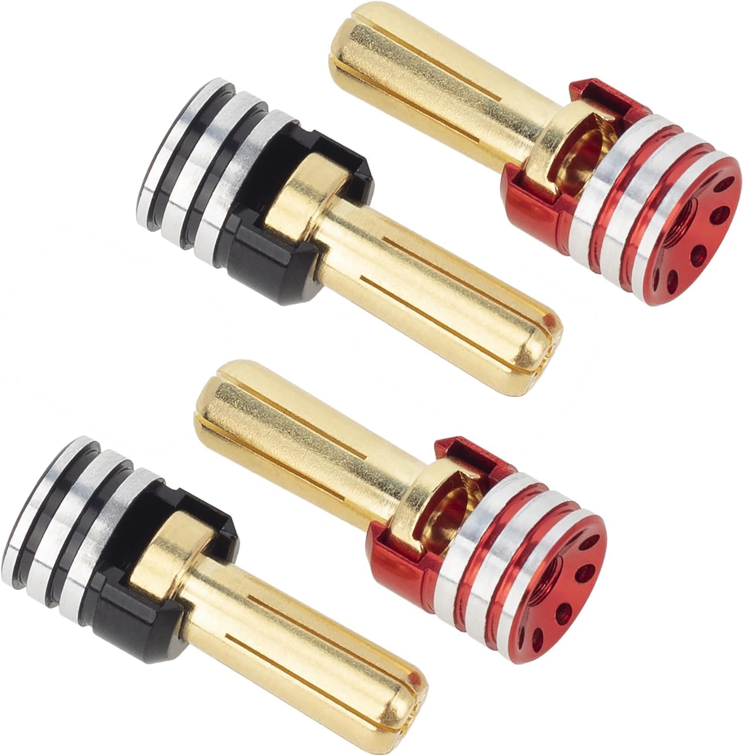 MEUS RACING 4Pcs RC Battery Heatsink Bullet Plug Connectors & Grips for 1/10 RC Crawler Car (5mm)