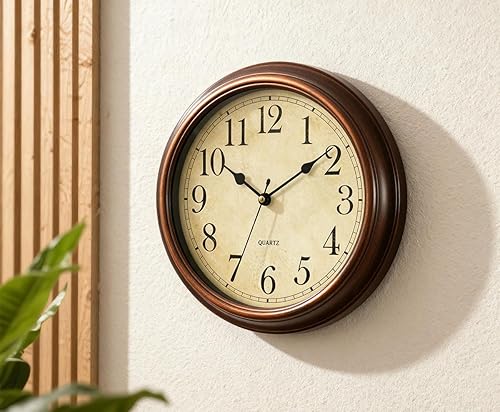 Miniatura 6 de Reloj de pared de 12 pulgadas, funciona con pilas, relojes silenciosos retro para sala de estar, cocina, oficina, escuela, aula, decoración del