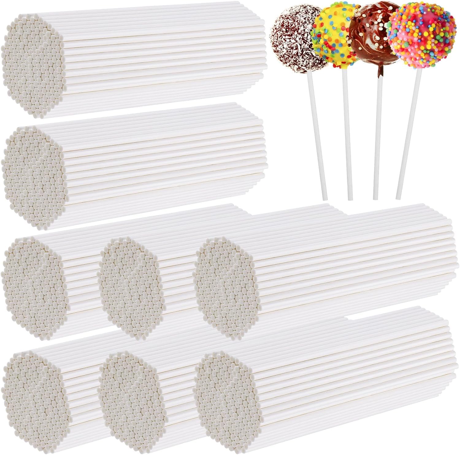 800 bâtonnets de sucettes réutilisables en plastique blanc 15,2 cm pour fabrication de bonbons
