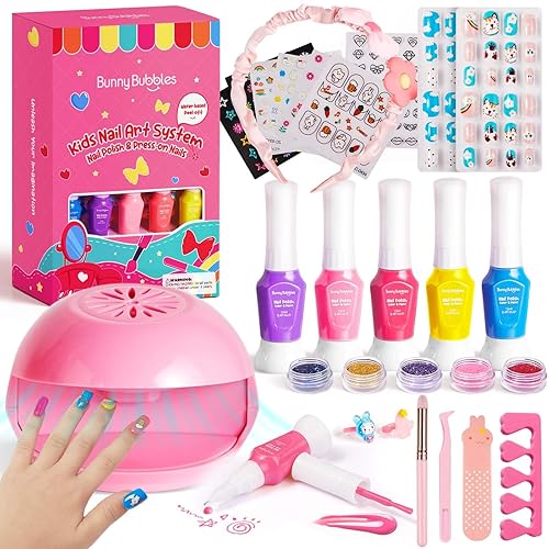 Kit de esmalte de uñas para niños con secador de uñas para niñas, 69 piezas, juego de juguetes de maquillaje para niños, regalo de Navidad y