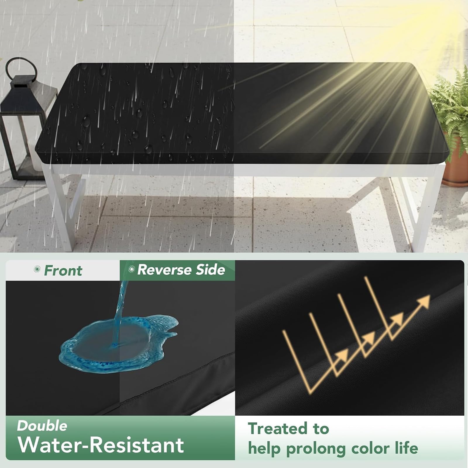 Poduszka Na ławkę Ogrodową, Długa Poduszka Na Wymianę Dark green 42.13 * 18.11 * 1.97in