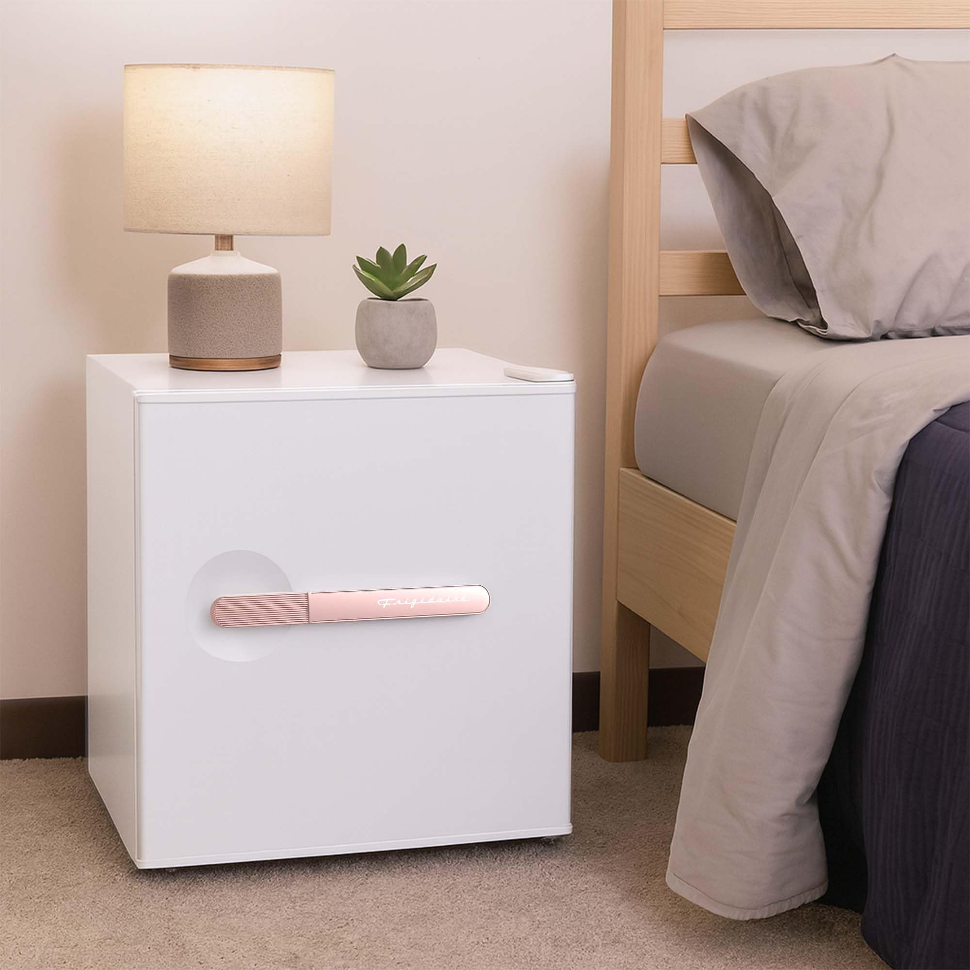 frigidaire, 1.6 cu. ft. retro series compact refrigerator, built-in side bottle opener, soft rosegold