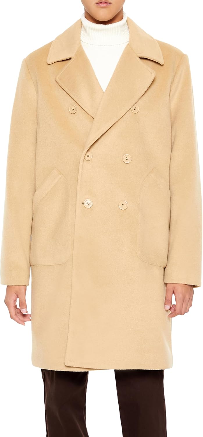 Forever 21 mens Notched Double-breasted Coat