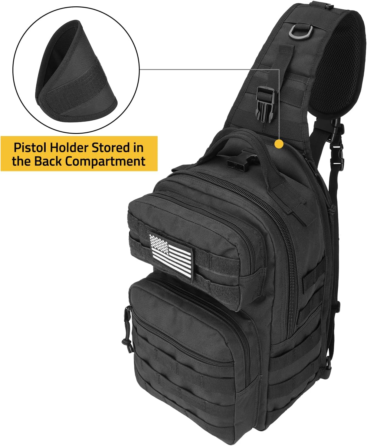 CVLIFE Tactical Sling Bag Backpack for Men Military Shoulder Sling Bag Molle Army Assault Detachable Tactical Bag with Bottle Holder Concealed Carry Daily Day Pack Work Bag for EDC Hiking, Black - Image 3