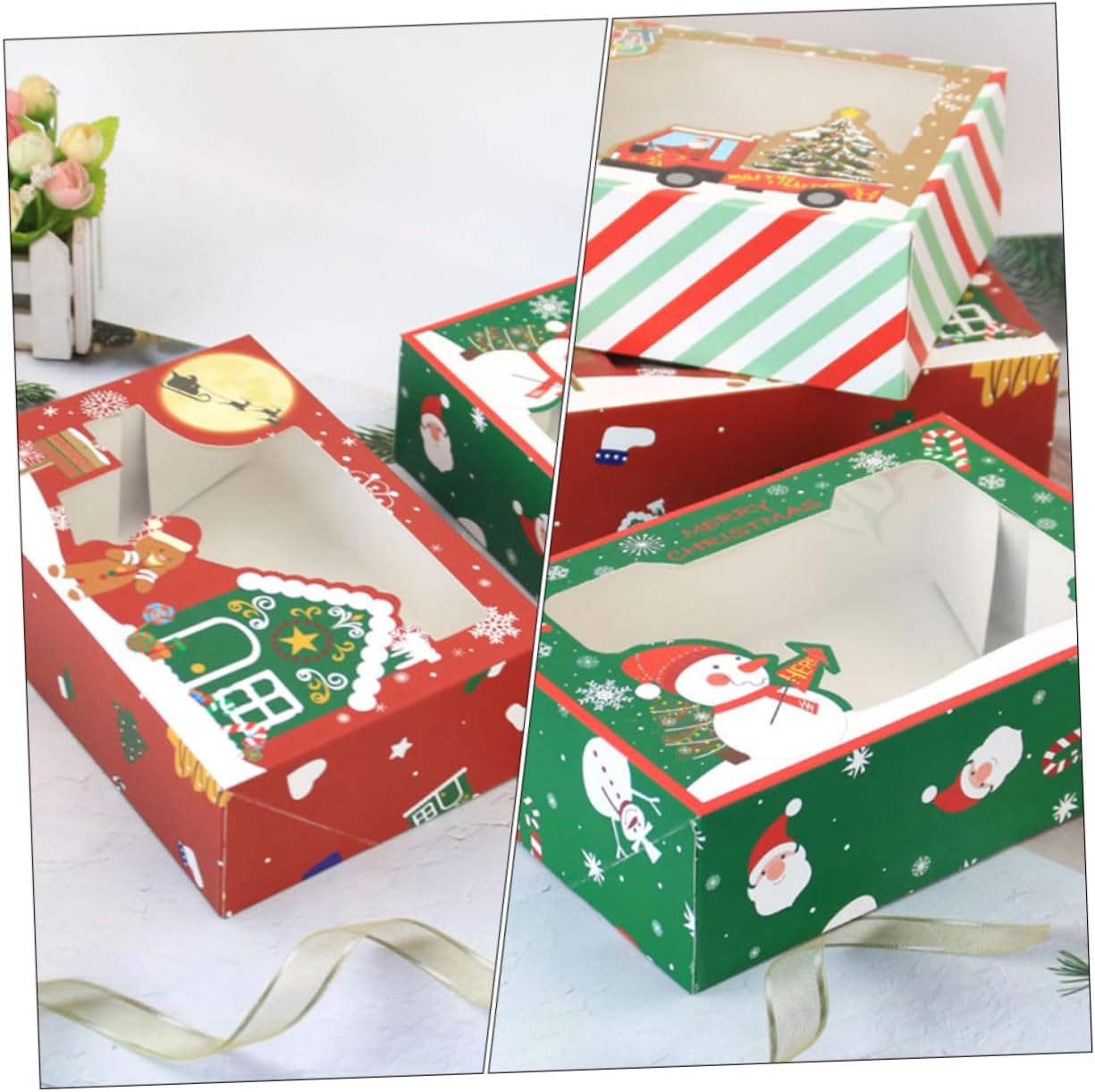 Xmas Theme Baking Packaging Box 12pcs White Cardboard Cookies