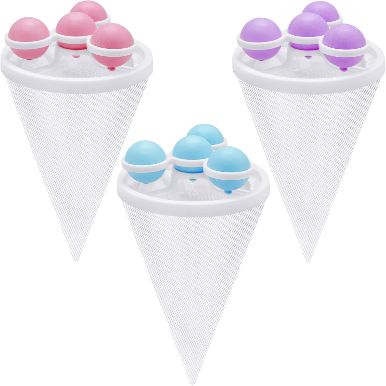 ICEBLUEOR 3 PCS Washing Machine Filter Bags with Floating Balls, Portable Washing Machine Hair Remover Mesh Filter Cleaning Bags, Reusable Household Lint Filter Floating Pet Cat Dog Hair Catcher
