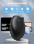 TECKNET Vertical Ergonomic Mouse, Bluetooth Wireless Rechargeable Mouse with 3 Modes(BT5.0/3.0 + 2.4G), 4800 Adjustable DPI, Easy to use, Silent Mouse for Laptop, Desktop, PC, Mac, iPad - Black