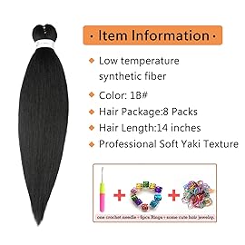 Braiding Hair pre stretched 20 Inch 8 Packs Prestretched Braiding Hair Extensions For Braids Easy Braid Synthetic Professional Soft Yaki Texture,No Itch(20in,1b)