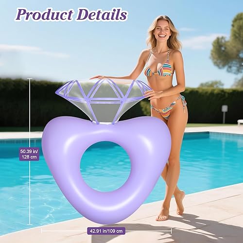 Miniatura 32 de HeySplash Anillos de natación inflables con purpurina, flotador de piscina de verano en forma de flor, flotadores de tubo flotador, juguetes