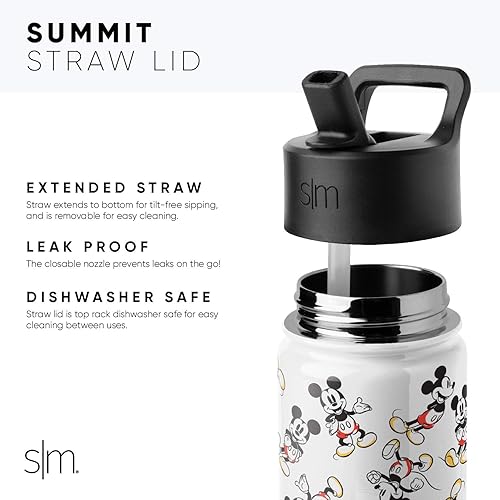 Miniatura 10 de Simple Modern Botella de agua de Disney Summit de 14 onzas con popote en tapa apto para lavavajillas doble pared aislada al vacío vaso de viaje