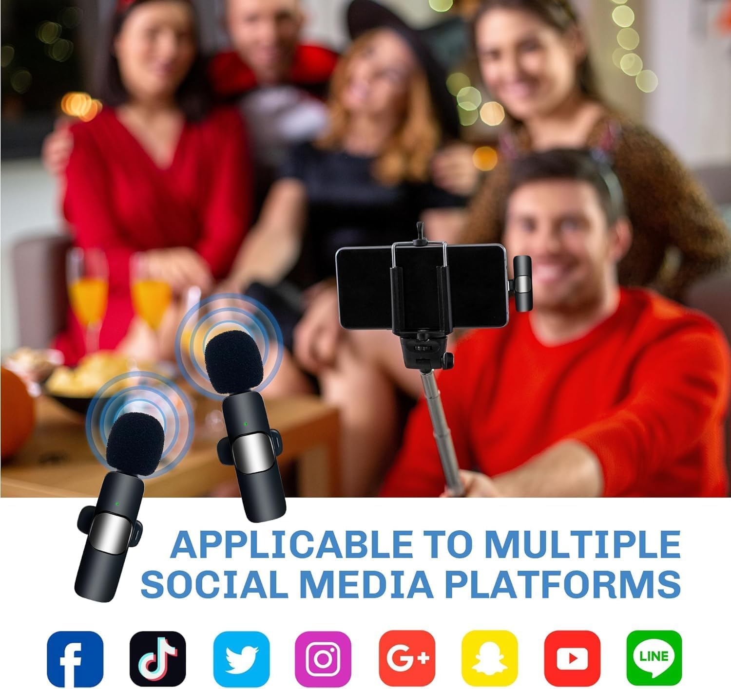 smilep Wireless Lavalier Microphones for iPhone, Lavalier Lapel Microphone, iPad,Android,Camera,USB-C Microphone,Condenser Recording Mic for Interview Video Podcast Vlog YouTube (Black)
