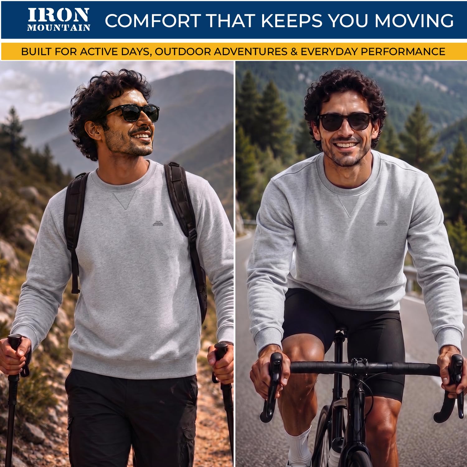 Iron Mountain IMSWT205 Sudadera de Cuello Redondo para Hombre con Hilo Reciclado Anti-Pilling Flexible