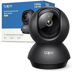 Tapo C201 Telecamera WiFi Interno FHD, Videocamera sorveglianza, Visione Notturna, 360° Visuale, Audio Bidirezionale, Rilevamento di movimento e notifiche, Allarme acustico e luminoso integr