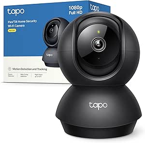Tapo C201 WiFi Indoor FHD Camera, Surveillance Camera, Night Vision, 360° Visual, Two-Way Audio, Motion Detection and Notifications, Built-in Audible and Light Alarm, Black asin的图片