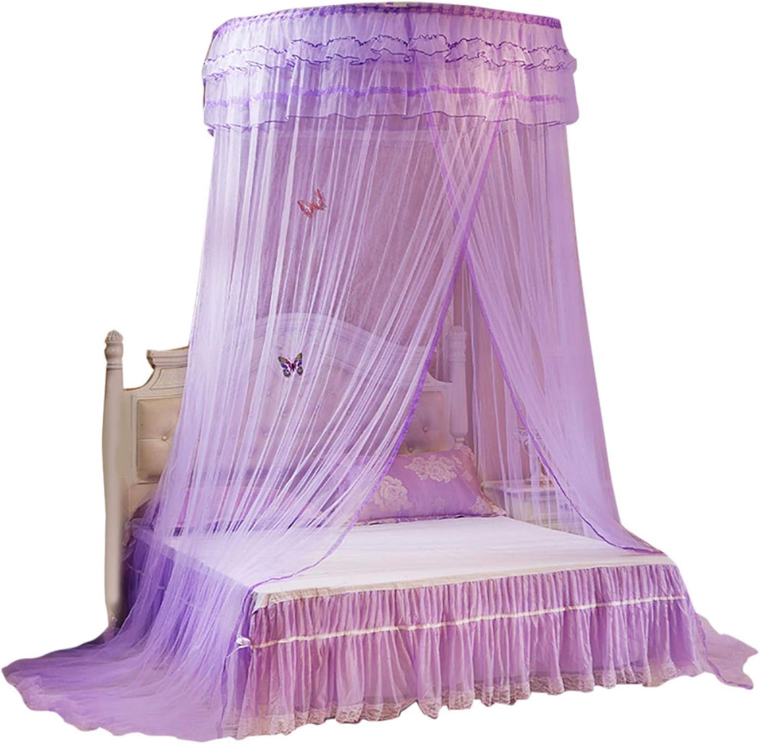 Keenso Net, Breathable Princess 360°Round Dome Bed Canopy Netting Lace Bed Curtain Kids Play Tent Games House for Single to King Size()