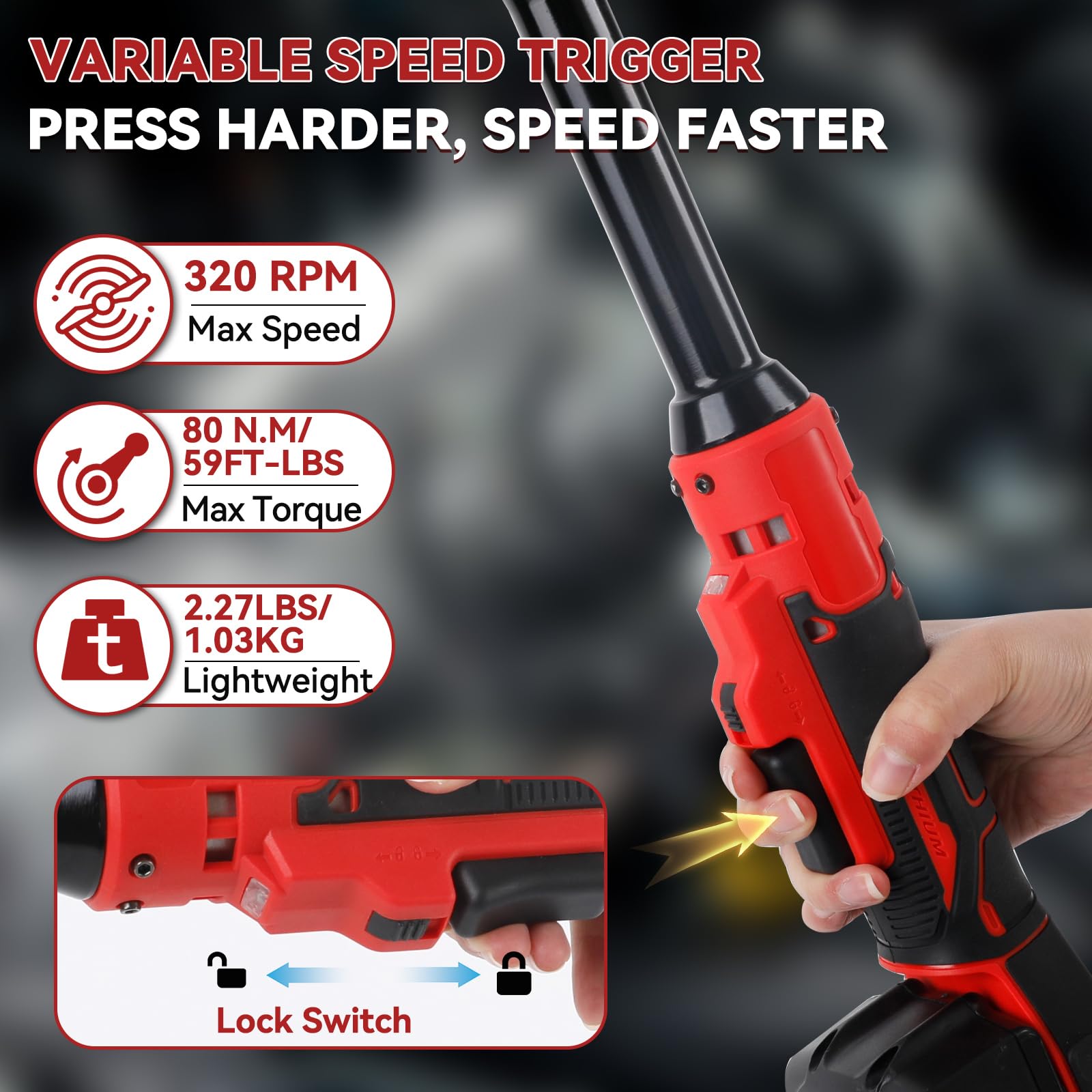 Chiave a cricchetto a batteria per Milwaukee 18 V, 3/8", elettricamente allungata da 16 cm, chiave a cricchetto con luce LED, 320 giri/min, 80 Nm (senza batteria)