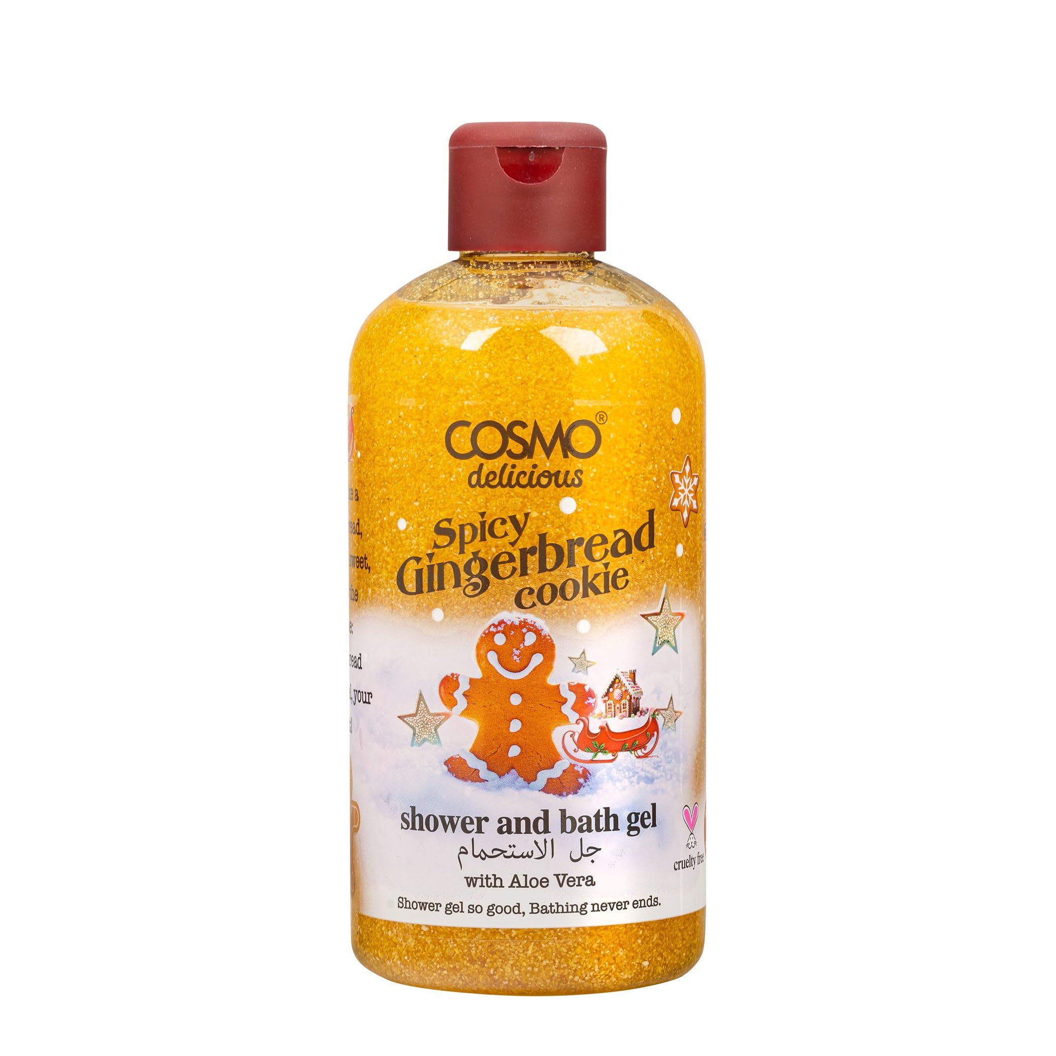 Cosmo Delicious Spicy Gingerbread Cookie With Aloe Vera Shower Bath Gel 400ml Hydrating Refreshing Body Wash Warm Spice