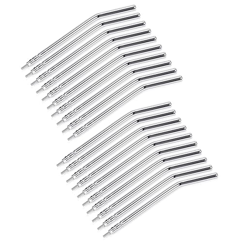 Annhua Puntas de jeringa de agua de aire de metal dental de 3 vías boquillas de jeringa 20 piezas, puntas de pulverización de agua de aire