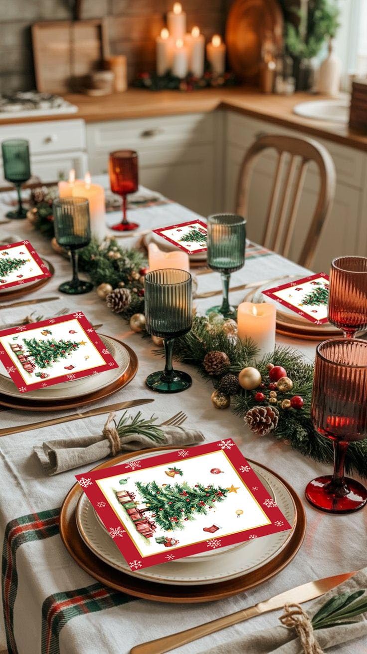 40 Pcs Christmas Tree Napkins Xmas Red Snowflake Disposable Paper Napkins for Dinner Picnic Cocktail Christmas New Year Party Supplies - 6.5 x 6.5 In image 4