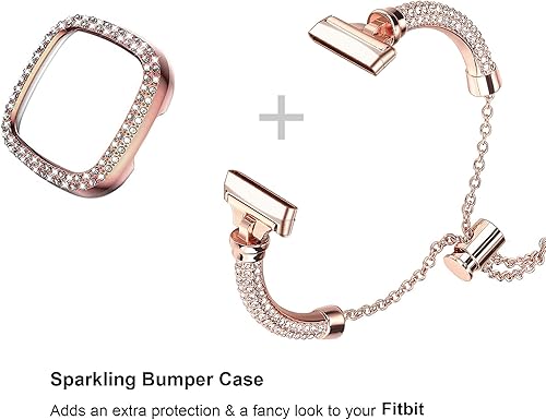 Miniatura 2 de Correa brillante compatible con Fitbit Versa 3Fitbit Sense para mujer, pulsera de metal de acero inoxidable de repuesto para Fibit Sense 2Versa 4