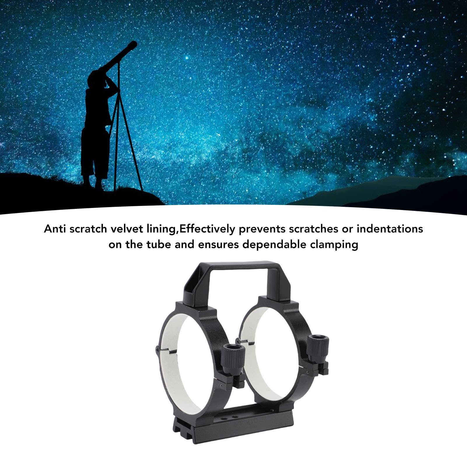 Anillo de Tubo de Telescopio Abrazadera de Aluminio Versátil para Tubos de Telescopio de 80-90 Mm Protege el Tubo Ideal para Observación Al Aire Libre