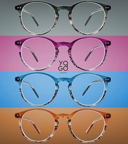 Miniatura 2 de Yogo Vision Gafas de lectura para mujeres y hombres, con bloqueo de luz azul, lentes de lectura redondos, +2.75